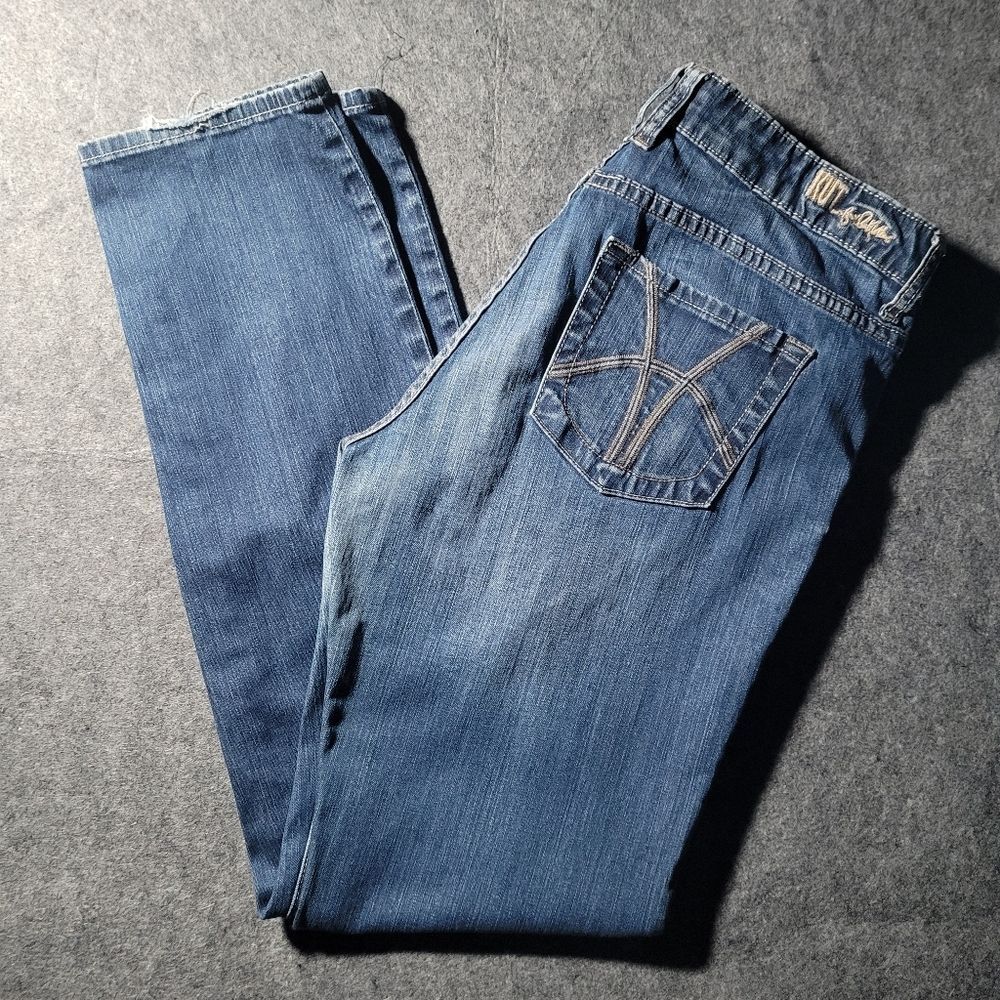 Kut From the Kloth | Faded Wash Denim Skinny Jeans 10 Distressed Hem Grunge